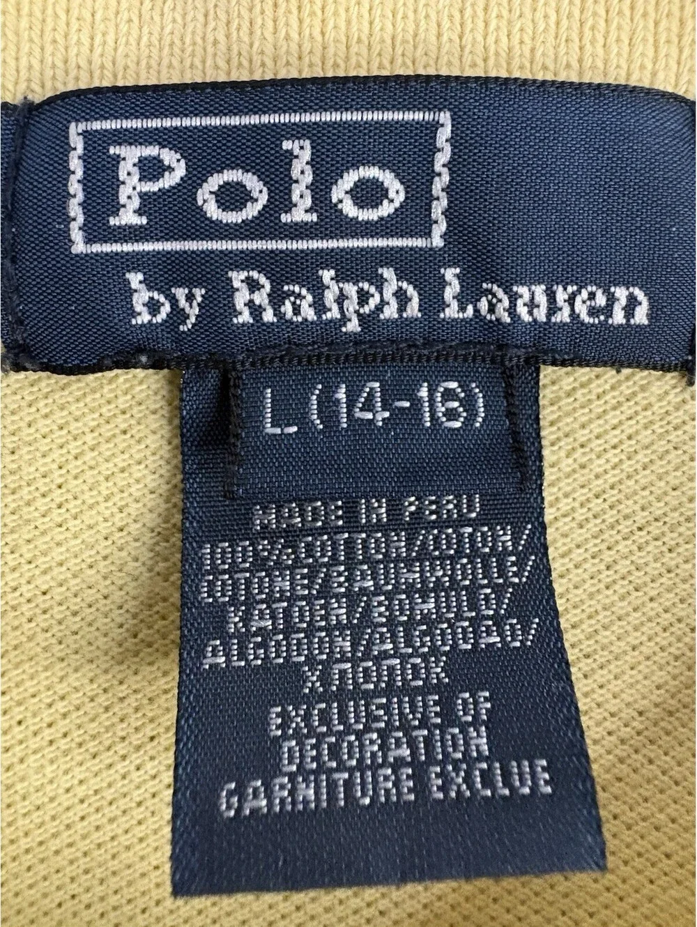 Polo Ralph Lauren Youth L 14-16 Yellow Pique Cotton Polo Shirt Pony Logo